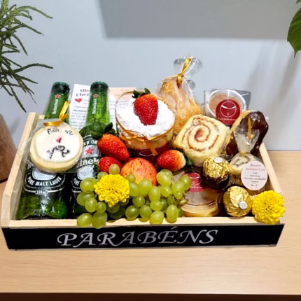 Cesta de Café da Manhã / Tarde Parabéns com Beer